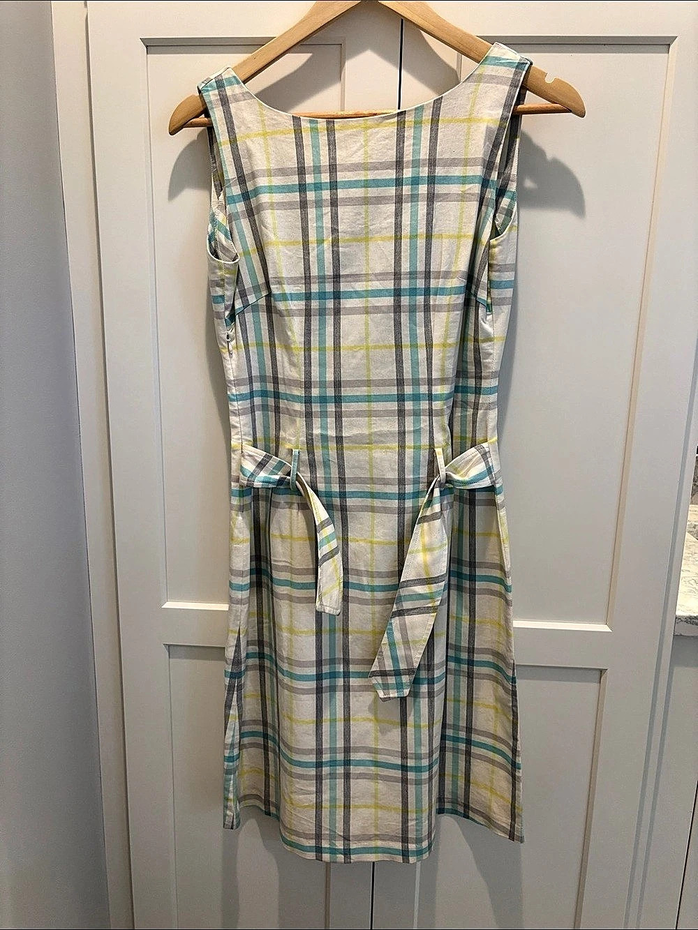 Burberry Dress in White, Yellow, Blue, Gray Plaid